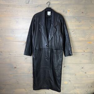 Vintage 1980s John Weitz Long Black Button Up Over Coat Women's Medium